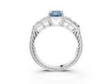 White gold Fancy Blue Radiant Cut Solitaire Princess Side Stone Engraved Band Prong Setting Ring_15