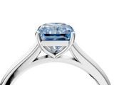 White gold Fancy Blue Radiant  Cut Solitaire Ring with Cathedral Band and Four-Prong Setting_56