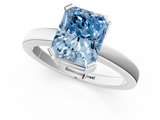 White gold Fancy Blue Radiant  Cut Solitaire Ring with Four-Prong Setting and Classic Band_60