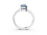 White gold Fancy Blue Radiant  Cut Solitaire Ring with Four-Prong Setting and Classic Band_75