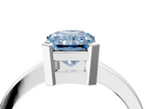 White gold Fancy Blue Radiant  Cut Solitaire Ring with Four-Prong Setting and Classic Band_81