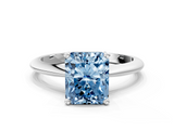 White gold Fancy Blue Radiant  Cut Solitaire Ring with Four-Prong Setting on a Classic Band_25