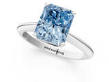 White gold Fancy Blue Radiant  Cut Solitaire Ring with Four-Prong Setting on a Classic Band_26