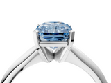 White gold Fancy Blue Radiant  Cut Solitaire Ring with Four-Prong Setting on a Classic Band_29
