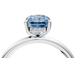 White gold Fancy Blue Radiant  Cut Solitaire Ring with Thin Band and Four-Prong Setting_20