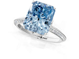 White gold Fancy Blue Radiant Cut Solitaire Split Shank Pave Diamond Engagement Ring with Four-Prong Setting_145