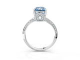 White gold Fancy Blue Radiant Cut Solitaire Split Shank Pave Diamond Engagement Ring with Four-Prong Setting_147
