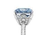 White gold Fancy Blue Radiant Cut Solitaire Split Shank Pave Diamond Engagement Ring with Four-Prong Setting_149