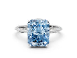 White gold Fancy Blue Radiant Cut Solitaire Split Shank Pave Diamond Engagement Ring with Four-Prong Setting_36