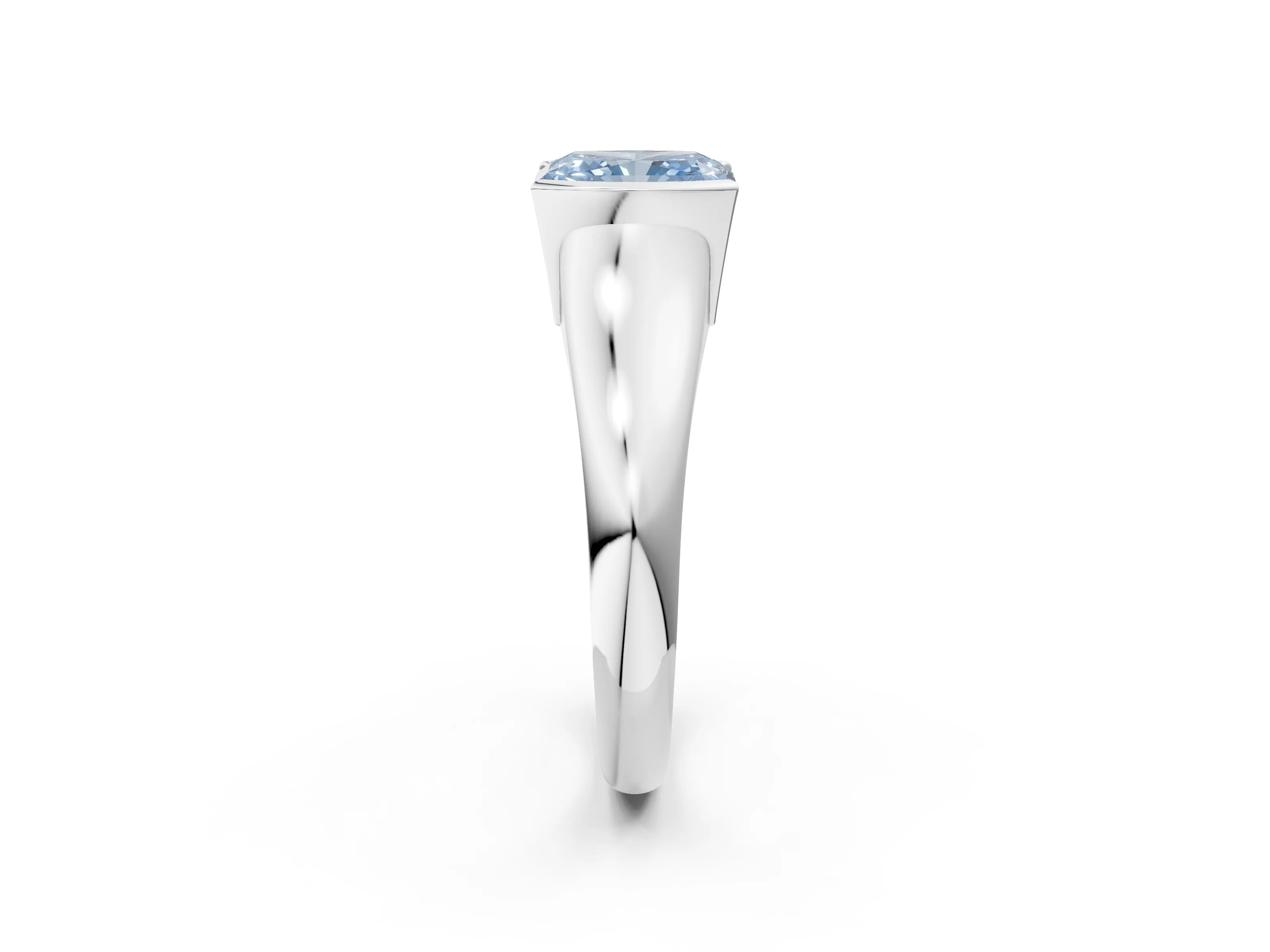 White gold Fancy Blue Radiant Cut Solitaire Tension Set Diamond Ring with Split Shank Band_26