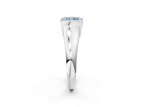 White gold Fancy Blue Radiant Cut Solitaire Tension Set Diamond Ring with Split Shank Band_26