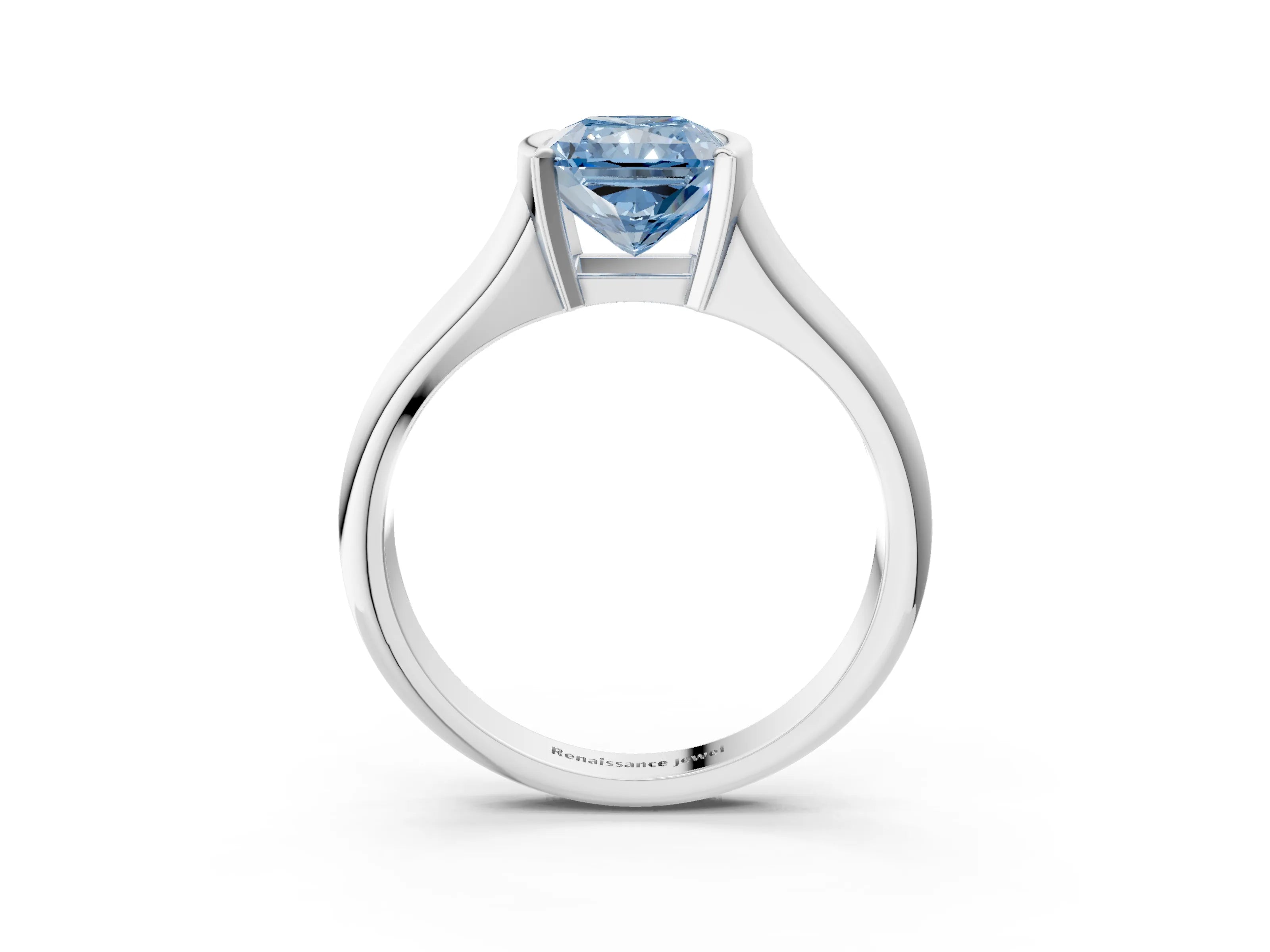 White gold Fancy Blue Radiant Cut Solitaire Tension Set Diamond Ring with Split Shank Band_27