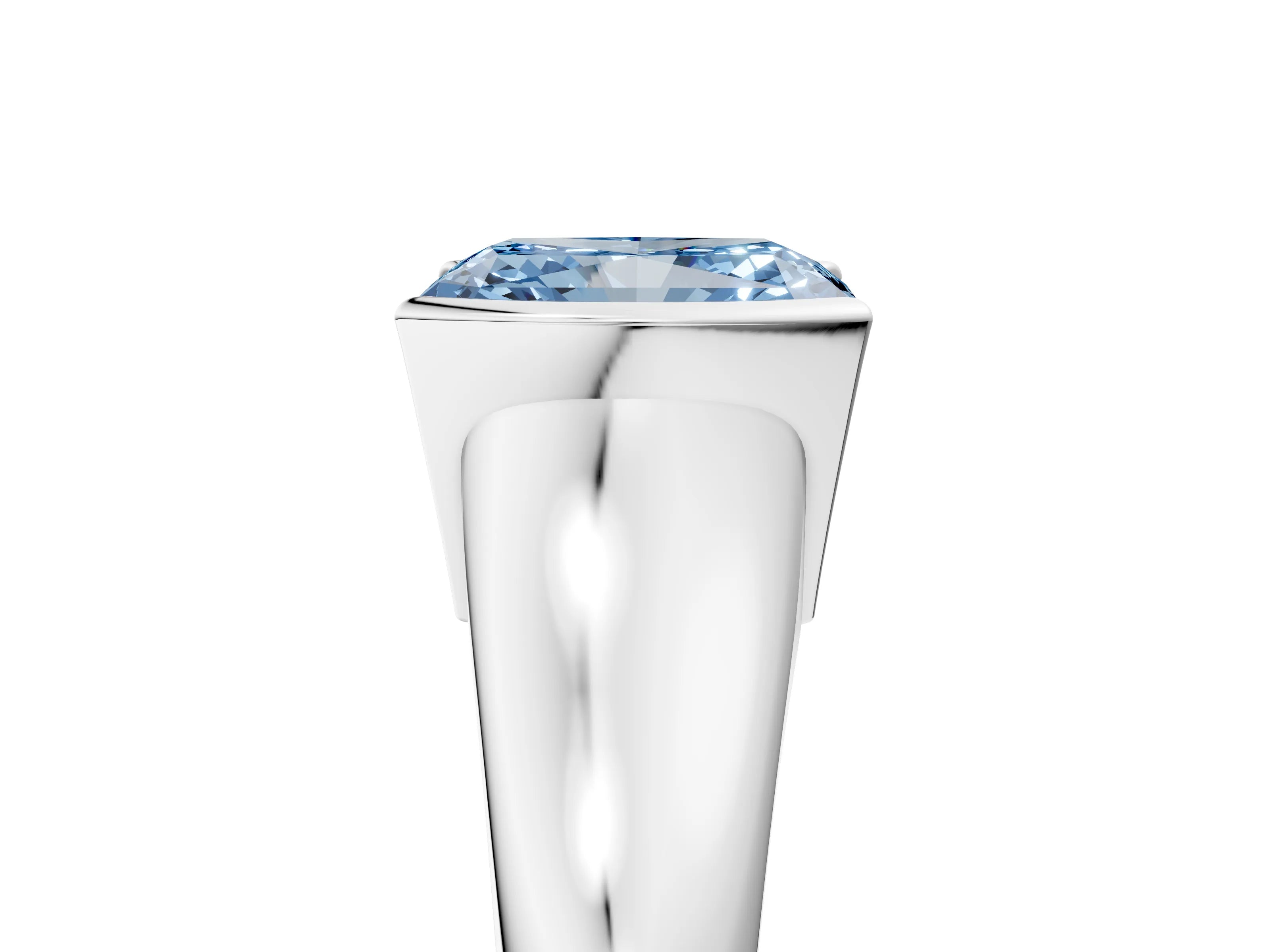 White gold Fancy Blue Radiant Cut Solitaire Tension Set Diamond Ring with Split Shank Band_29