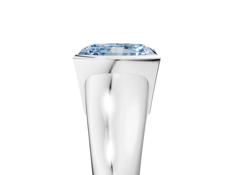 White gold Fancy Blue Radiant Cut Solitaire Tension Set Diamond Ring with Split Shank Band_29