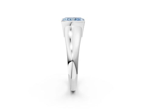 White gold Fancy Blue Radiant Cut Solitaire Tension Set Diamond Ring with Split Shank Band_2
