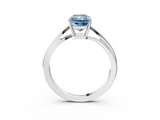 White gold Fancy Blue Radiant  Cut Solitaire Twist Band Ring with Four-Prong Setting_22