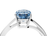 White gold Fancy Blue Radiant  Cut Solitaire Twist Band Ring with Four-Prong Setting_24
