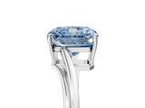 White gold Fancy Blue Radiant  Cut Solitaire Twist Band Ring with Four-Prong Setting_25