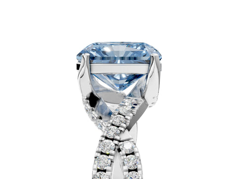 White gold Fancy Blue Radiant Cut Solitaire Twist Pave Diamond Engagement Ring with Prong Setting_17