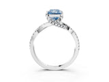 White gold Fancy Blue Radiant Cut Solitaire Twist Pave Diamond Engagement Ring with Prong Setting_3