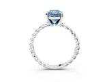 White gold Fancy Blue Radiant  Cut Solitaire Twisted Band with Four-Prong Setting_100