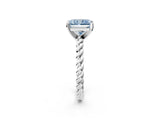 White gold Fancy Blue Radiant  Cut Solitaire Twisted Band with Four-Prong Setting_105