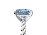 White gold Fancy Blue Radiant  Cut Solitaire Twisted Band with Four-Prong Setting_108