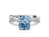 White gold Fancy Blue Radiant Cut Solitaire Twisted Pave Band with Four-Prong Setting_15