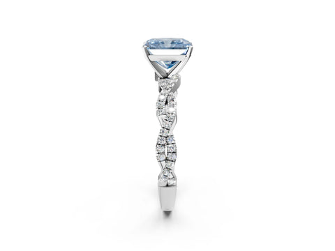 White gold Fancy Blue Radiant Cut Solitaire Twisted Pave Band with Four-Prong Setting_17