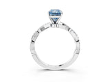 White gold Fancy Blue Radiant Cut Solitaire Twisted Pave Band with Four-Prong Setting_18