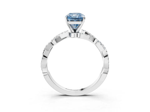 White gold Fancy Blue Radiant Cut Solitaire Twisted Pave Band with Four-Prong Setting_18