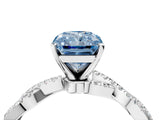 White gold Fancy Blue Radiant Cut Solitaire Twisted Pave Band with Four-Prong Setting_19