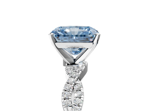 White gold Fancy Blue Radiant Cut Solitaire Twisted Pave Band with Four-Prong Setting_20
