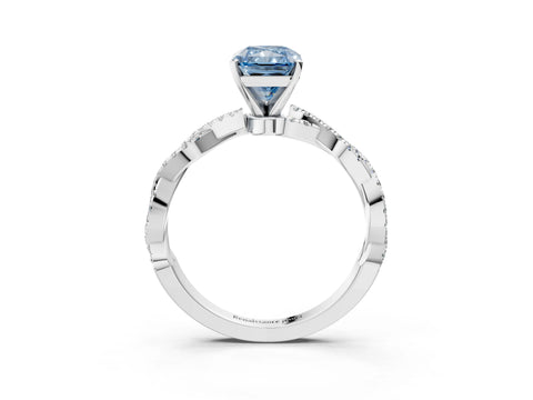 White gold Fancy Blue Radiant Cut Solitaire Twisted Pave Band with Four-Prong Setting_6