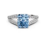 White gold Fancy Blue Radiant  Cut Split Shank Pave Diamond Engagement Ring with Four-Prong Setting_24
