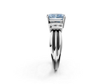 White gold Fancy Blue Radiant  Cut Three-Stone Channel Set Ring with Bar Prongs_46