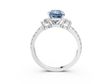 White gold Fancy Blue Radiant  Cut Three-Stone Diamond Pavé Band with Prong Setting_20