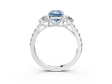 White gold Fancy Blue Radiant  Cut Three-Stone Diamond Pave Band with Prong Setting_40