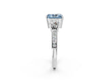White gold Fancy Blue Radiant Cut Three-Stone Diamond Ring with Pavé Band and Four-Prong Setting_14