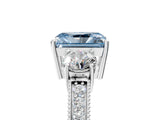 White gold Fancy Blue Radiant Cut Three-Stone Diamond Ring with Pavé Band and Four-Prong Setting_17