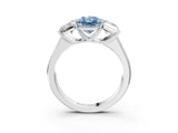 White gold Fancy Blue Radiant Cut Three-Stone Diamond Ring with Prong Setting on a Classic Band_15