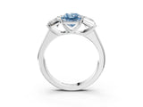 White gold Fancy Blue Radiant Cut Three-Stone Diamond Ring with Prong Setting on a Classic Band_21