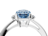 White gold Fancy Blue Radiant  Cut Three-Stone Solitaire Ring with Round Accent Diamonds and Four-Prong Setting_24