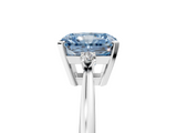 White gold Fancy Blue Radiant  Cut Three-Stone Solitaire Ring with Round Accent Diamonds and Four-Prong Setting_25