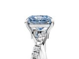 White gold Fancy Blue Radiant  Cut Twist Band Solitaire Diamond Ring with Pavé Setting_8