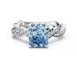 White gold Fancy Blue Radiant  Cut Twisted Pavé Band Solitaire Ring with Four-Prong Setting_55