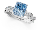 White gold Fancy Blue Radiant  Cut Twisted Pavé Band Solitaire Ring with Four-Prong Setting_56