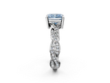 White gold Fancy Blue Radiant  Cut Twisted Pavé Band Solitaire Ring with Four-Prong Setting_57