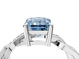 White gold Fancy Blue Radiant  Cut Twisted Pavé Band Solitaire Ring with Four-Prong Setting_59