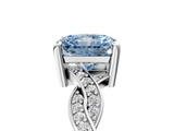 White gold Fancy Blue Radiant  Cut Twisted Pavé Band Solitaire Ring with Four-Prong Setting_60